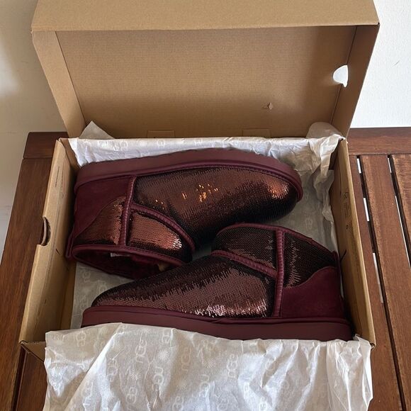 UGG Classic Ultra Mini Mirror Ball Sequins Boots Wild Grape US Women 11/UK9/EU42 - Picture 14 of 14